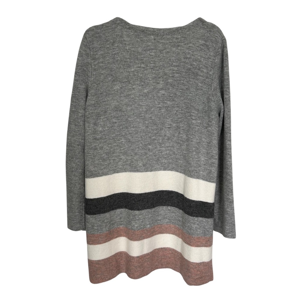 STITCHES & STRIPES Elaine Cardigan Sweater Grey Cream Pink Color Block Long L - Picture 2 of 11